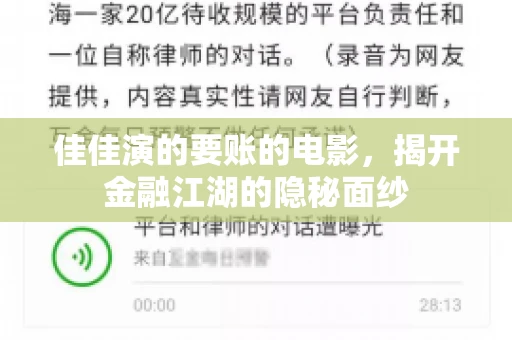 佳佳演的要账的电影，揭开金融江湖的隐秘面纱