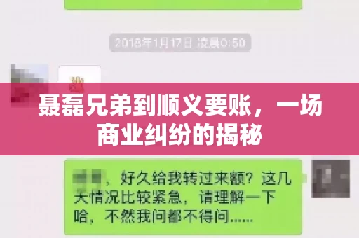 聂磊兄弟到顺义要账，一场商业纠纷的揭秘