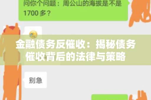 金融债务反催收：揭秘债务催收背后的法律与策略