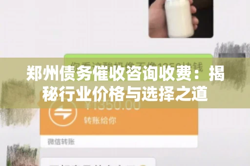 郑州债务催收咨询收费：揭秘行业价格与选择之道