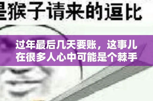 过年最后几天要账，这事儿在很多人心中可能是个棘手的问题。毕竟，春节临近，家家户户都在忙着准备团圆饭，谁也不想在这个时候被债务问题打扰。但现实是，有些账务问题不得不在这个时候解决。今天，我就来和大家聊聊这个话题，希望能给大家带来一些帮助。